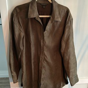 Banana Republic Dark Green Suede Button Down/Shacket